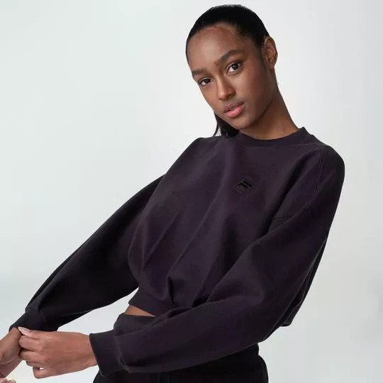 Blusão Cropped Com Relevos- Preto- FILA