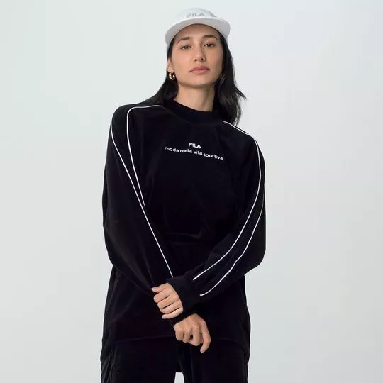Blusão Com Inscrições- Preto- FILA