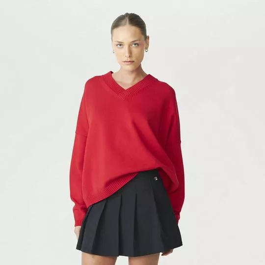 Casaco Over V Neck- Vermelha- Fila