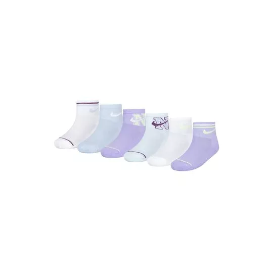Kit De Pares De Meias- Branco & Azul Claro- 3Pçs- Nike