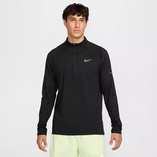 Blusão De Corrida Meio Zíper- Preto- Nike