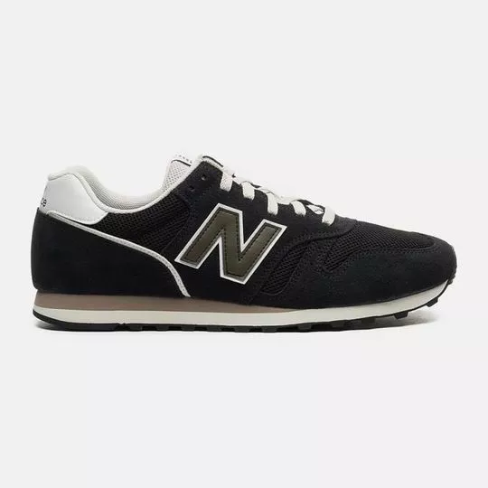 Tênis New Balance 373V2 Com Couro- Preto & Verde Oliva- New Balance