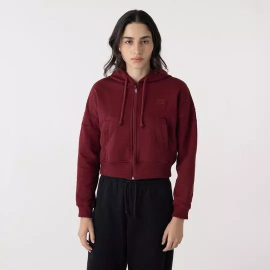 Jaqueta Feminina Small Logo Cropped - Vinho - New Balance