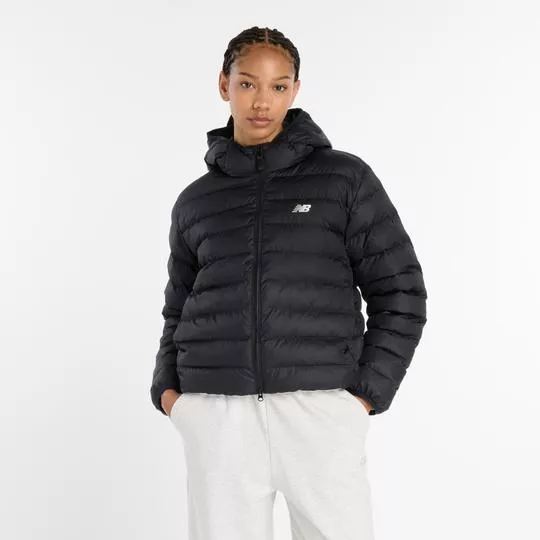 Jaqueta Feminina Puffer Sem Estampa - Preto - New Balance