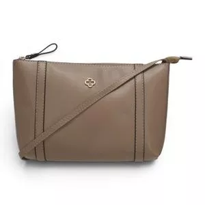 Bolsa De Mão Semirrígida Com Zíper Pequena<br /> - Sintetica<br /> - Taupe<br /> - Capodarte