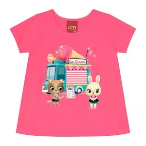 Blusa Ice Cream<BR> - Pink & Azul Turquesa<BR> - Kyly