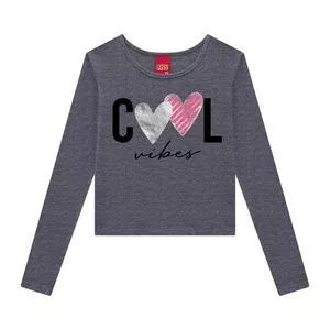 Cropped Com Inscrição<BR> - Cinza Escuro<BR> - Kyly