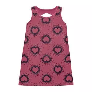 Vestido Corações<BR> - Rosa & Azul Marinho<BR> - Kyly