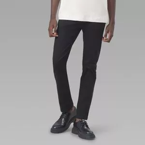 Calça Chino Slim<BR>- Preta<BR>- Oriba