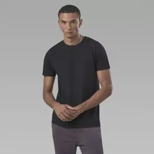 Camiseta Algodão Pima Com Bolso<BR>- Preta<BR>- Oriba