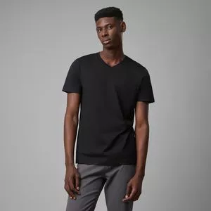 Camiseta Interloque Pima Gola V<BR>- Preta<BR>- Oriba