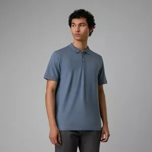 Polo Piquet Com Linho Regular<BR>- Azul<BR>- Oriba
