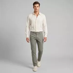 Calça Chino Reta<BR>- Cinza<BR>- Oriba