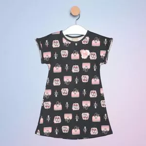 Vestido Infantil Malas & Sapatos<BR>- Preto & Rosa Claro<BR>- Milon