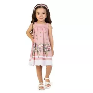 Vestido Floral<BR>- Rosa<BR>- Milon
