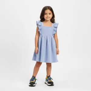 Vestido Evasê Listrado<BR>- Azul Claro<BR>- Milon