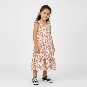 Vestido Infantil Corte Em A Folhagem<BR>- Branco<BR>- Milon