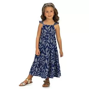 Vestido Floral<BR>- Azul Marinho<BR>- Milon