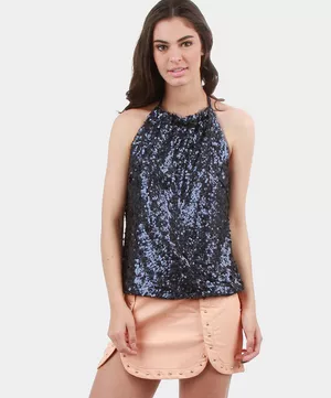 Blusa Frente Única<BR>Azul Marinho