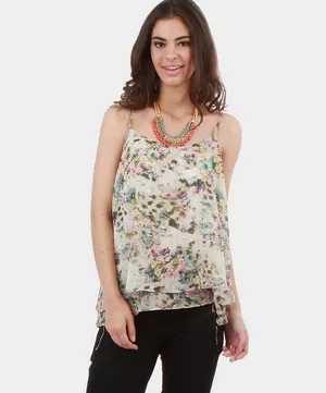 Blusa Floral<BR>Verde Musgo & Azul